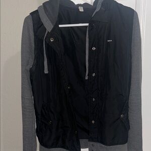 RVCA Black Vest with Gray Hoodie Sleeves